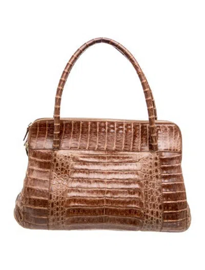 Pre-owned Nancy Gonzalez Crocodile Top Handle Bag In Brown