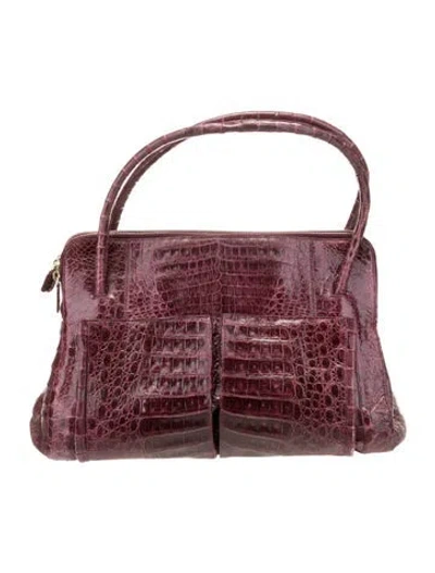 Pre-owned Nancy Gonzalez Crocodile Top Handle Bag In Burgundy