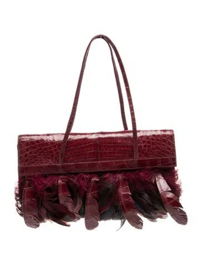Pre-owned Nancy Gonzalez Crocodile Top Handle Bag In Burgundy