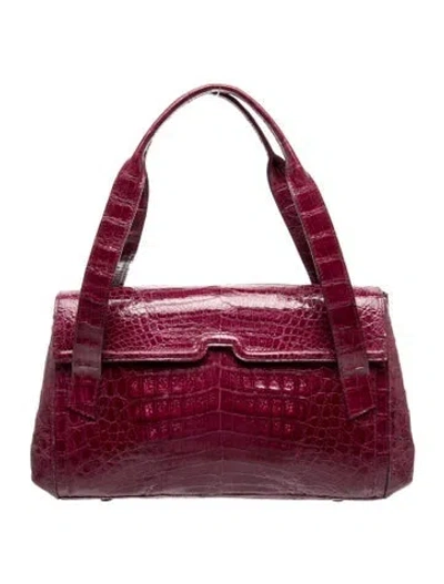 Pre-owned Nancy Gonzalez Crocodile Top Handle Bag In Burgundy