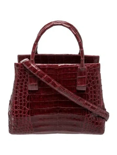 Pre-owned Nancy Gonzalez Crocodile Top Handle Bag In Burgundy