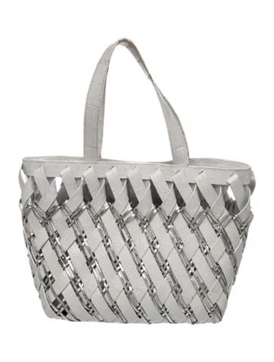 Pre-owned Nancy Gonzalez Crocodile Top Handle Bag In Gray