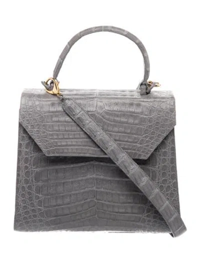 Pre-owned Nancy Gonzalez Crocodile Top Handle Bag In Gray