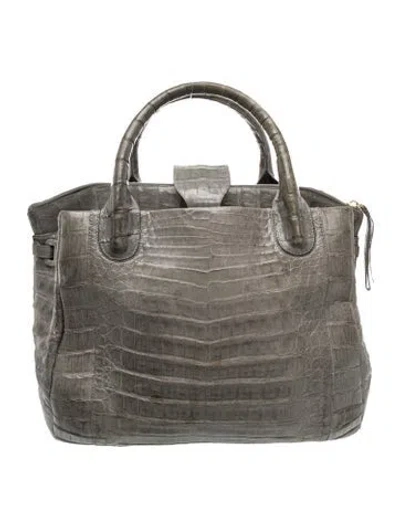 Pre-owned Nancy Gonzalez Crocodile Top Handle Bag In Gray