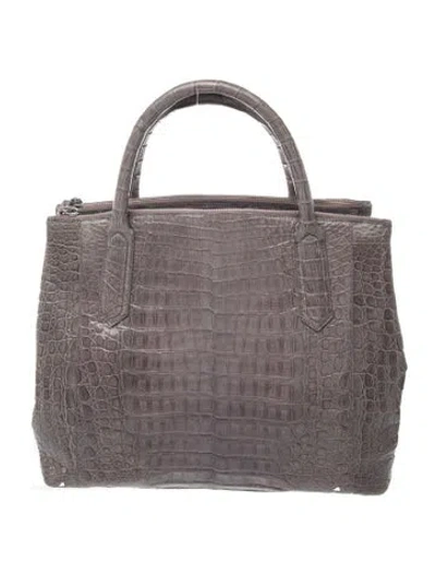 Pre-owned Nancy Gonzalez Crocodile Top Handle Bag In Gray