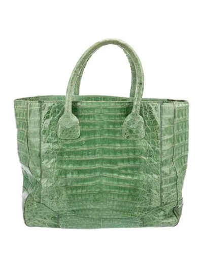 Pre-owned Nancy Gonzalez Crocodile Top Handle Bag In Green