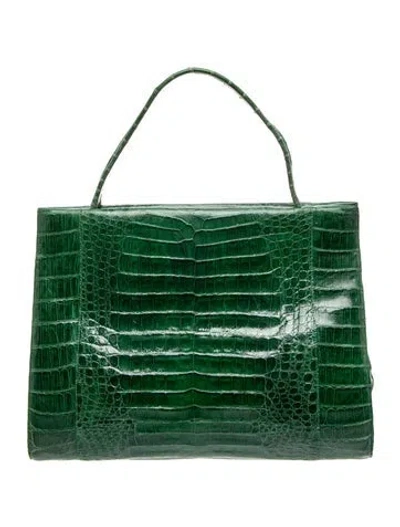 Pre-owned Nancy Gonzalez Crocodile Top Handle Bag In Green