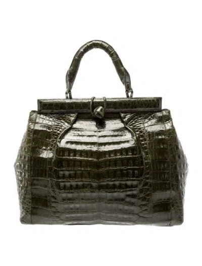 Pre-owned Nancy Gonzalez Crocodile Top Handle Bag In Green