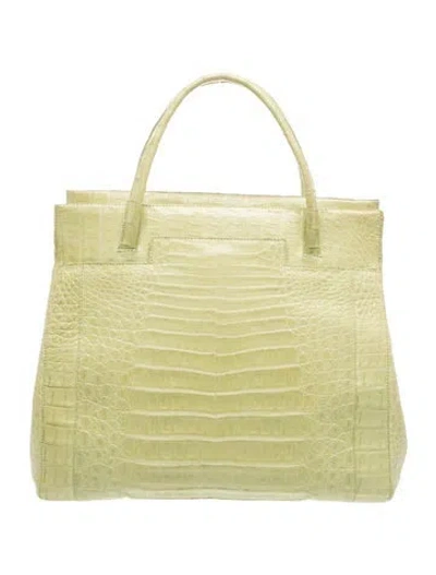 Pre-owned Nancy Gonzalez Crocodile Top Handle Bag In Green
