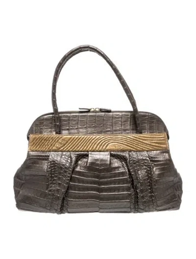 Pre-owned Nancy Gonzalez Crocodile Top Handle Bag In Grey