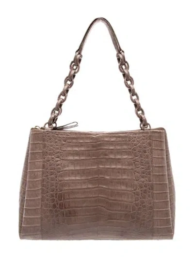 Pre-owned Nancy Gonzalez Crocodile Top Handle Bag In Grey