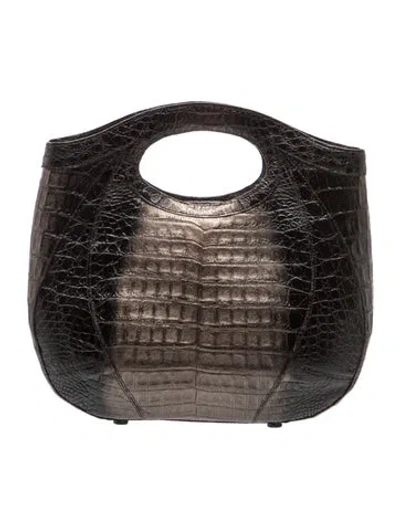 Pre-owned Nancy Gonzalez Crocodile Top Handle Bag In Grey