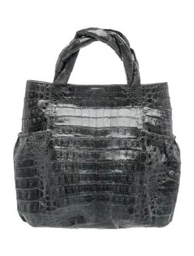 Pre-owned Nancy Gonzalez Crocodile Top Handle Bag In Grey