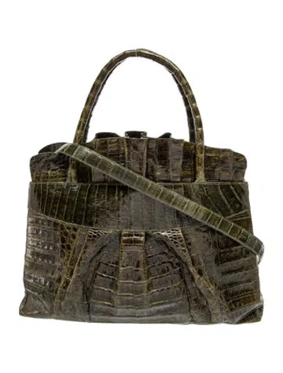 Pre-owned Nancy Gonzalez Crocodile Top Handle Bag In Grey