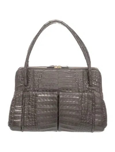 Pre-owned Nancy Gonzalez Crocodile Top Handle Bag In Grey