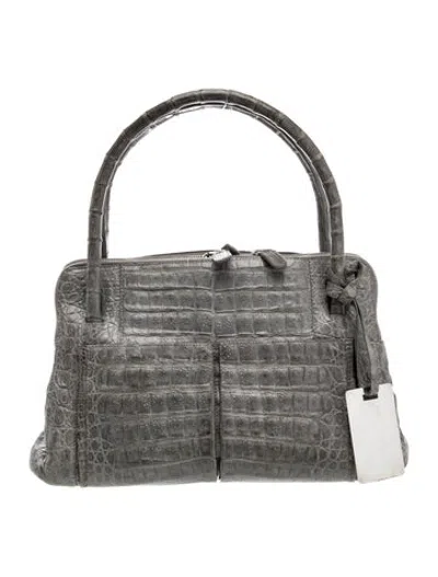 Pre-owned Nancy Gonzalez Crocodile Top Handle Bag In Grey