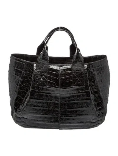 Pre-owned Nancy Gonzalez Crocodile Top Handle Bag Large In Black
