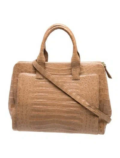 Pre-owned Nancy Gonzalez Crocodile Top Handle Bag In Metallic/neutrals