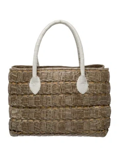 Pre-owned Nancy Gonzalez Crocodile Top Handle Bag In Neutral