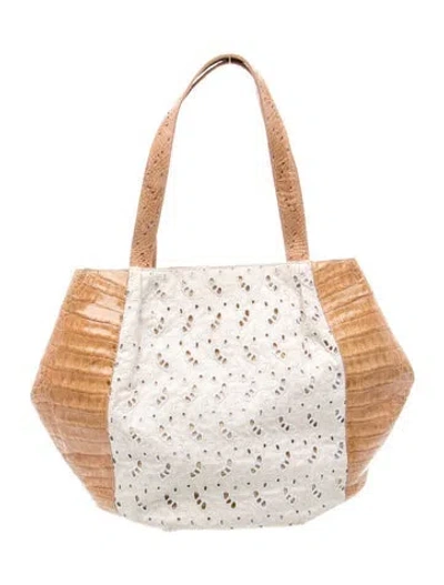 Pre-owned Nancy Gonzalez Crocodile Top Handle Bag In Neutral
