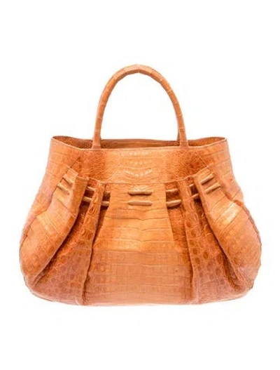 Pre-owned Nancy Gonzalez Crocodile Top Handle Bag In Orange