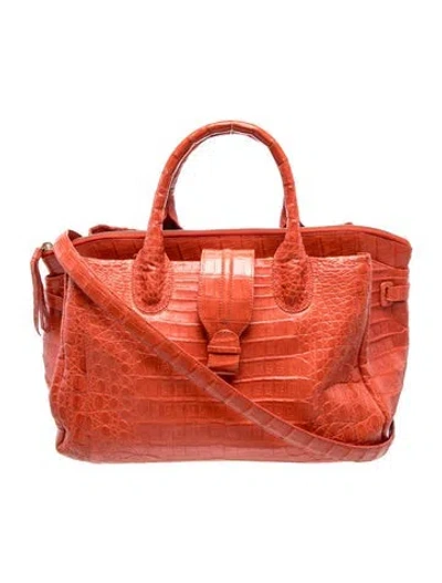 Pre-owned Nancy Gonzalez Crocodile Top Handle Bag In Orange