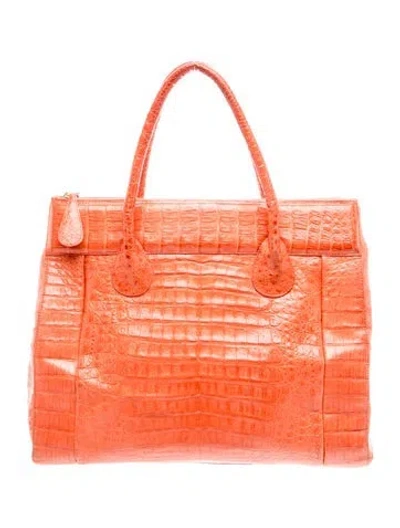 Pre-owned Nancy Gonzalez Crocodile Top Handle Bag In Orange