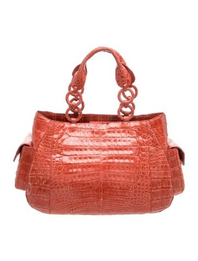 Pre-owned Nancy Gonzalez Crocodile Top Handle Bag In Orange