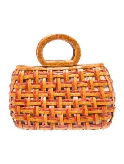 Pre-owned Nancy Gonzalez Crocodile Top Handle Bag In Orange/red