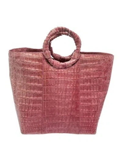 Pre-owned Nancy Gonzalez Crocodile Top Handle Bag In Pink