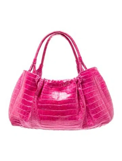Pre-owned Nancy Gonzalez Crocodile Top Handle Bag In Pink