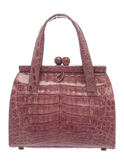 Pre-owned Nancy Gonzalez Crocodile Top Handle Bag In Pink