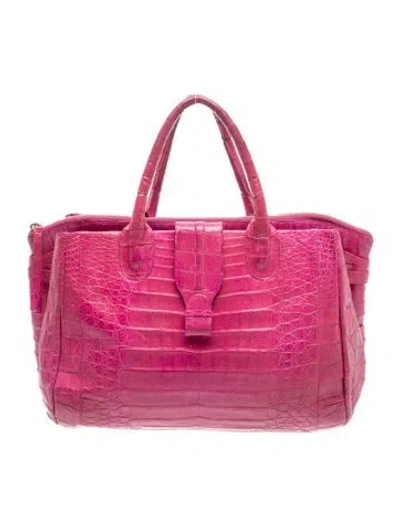 Pre-owned Nancy Gonzalez Crocodile Top Handle Bag In Pink