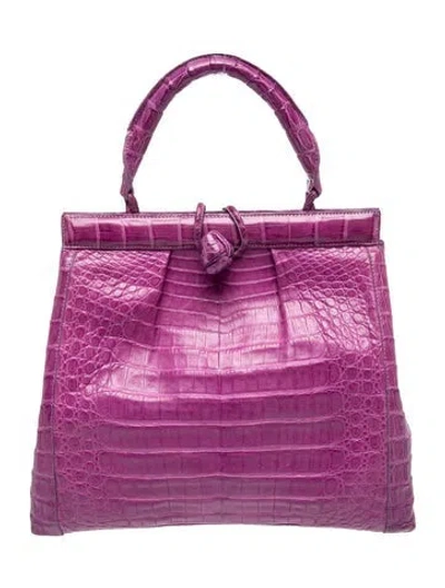Pre-owned Nancy Gonzalez Crocodile Top Handle Bag In Purple
