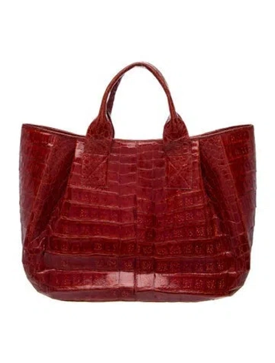 Pre-owned Nancy Gonzalez Crocodile Top Handle Bag In Red