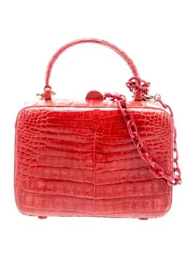 Pre-owned Nancy Gonzalez Crocodile Top Handle Bag In Red