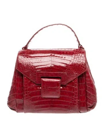 Pre-owned Nancy Gonzalez Crocodile Top Handle Bag In Red