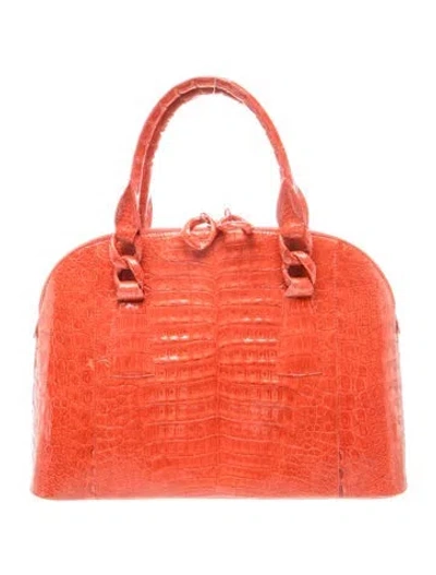 Pre-owned Nancy Gonzalez Crocodile Top Handle Bag In Red