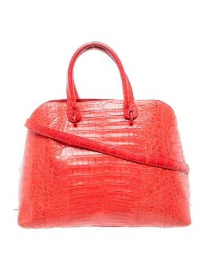 Pre-owned Nancy Gonzalez Crocodile Top Handle Bag In Red