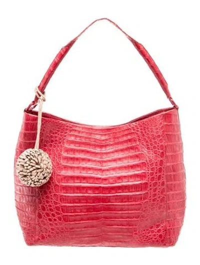 Pre-owned Nancy Gonzalez Crocodile Top Handle Bag In Red