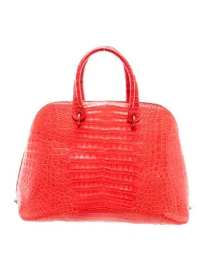 Pre-owned Nancy Gonzalez Crocodile Top Handle Bag In Red