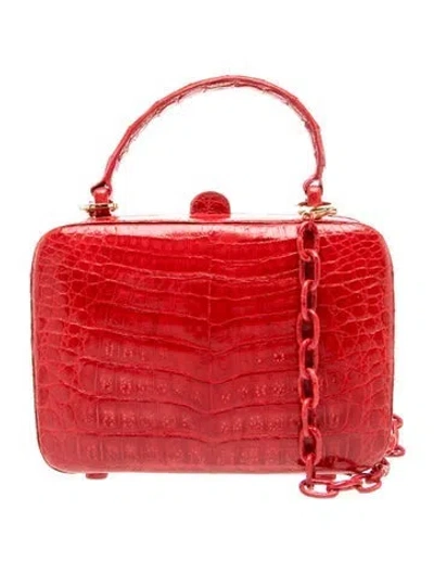 Pre-owned Nancy Gonzalez Crocodile Top Handle Bag In Red