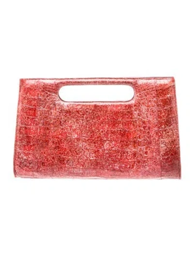 Pre-owned Nancy Gonzalez Crocodile Top Handle Bag In Red