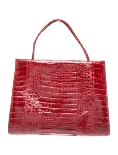 Pre-owned Nancy Gonzalez Crocodile Top Handle Bag In Red