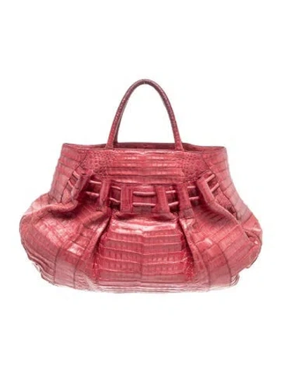 Pre-owned Nancy Gonzalez Crocodile Top Handle Bag In Red