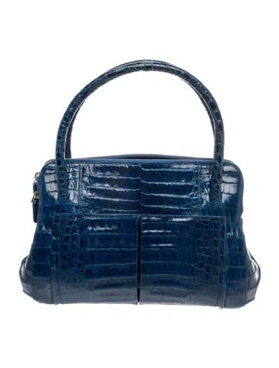 Pre-owned Nancy Gonzalez Crocodile Top Handle Bag Vintage In Blue