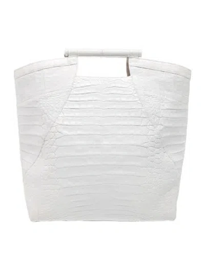 Pre-owned Nancy Gonzalez Crocodile Top Handle Bag In White