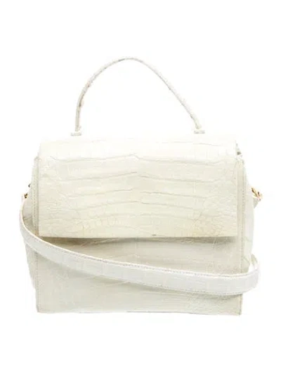 Pre-owned Nancy Gonzalez Crocodile Top Handle Bag In White