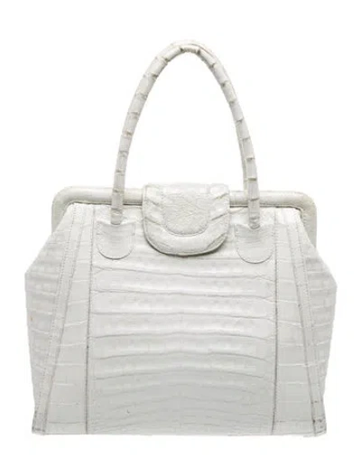Pre-owned Nancy Gonzalez Crocodile Top Handle Bag In White
