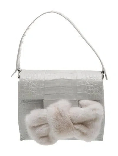 Pre-owned Nancy Gonzalez Crocodile Top Handle Bag In White